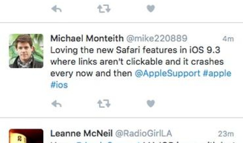 iOS 9.3 update breaks links in Safari, Messages and Mail apps iOS 9.3 update breaks links in Safari, Messages and Mail apps
