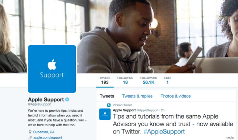Apple creates a general support channel on Twitter