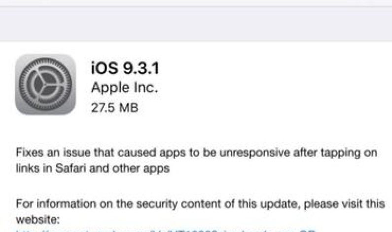 Apple releases iOS 9.3.1, fixes hyperlink crash bug